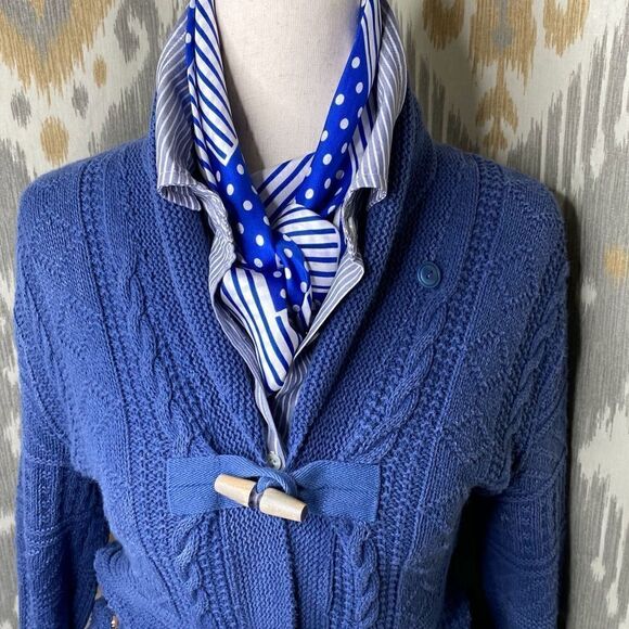 Ralph Lauren Sun Fade Blue Cotton Nautical Inspired Toggle Cardigan Sweater - Picture 1 of 16